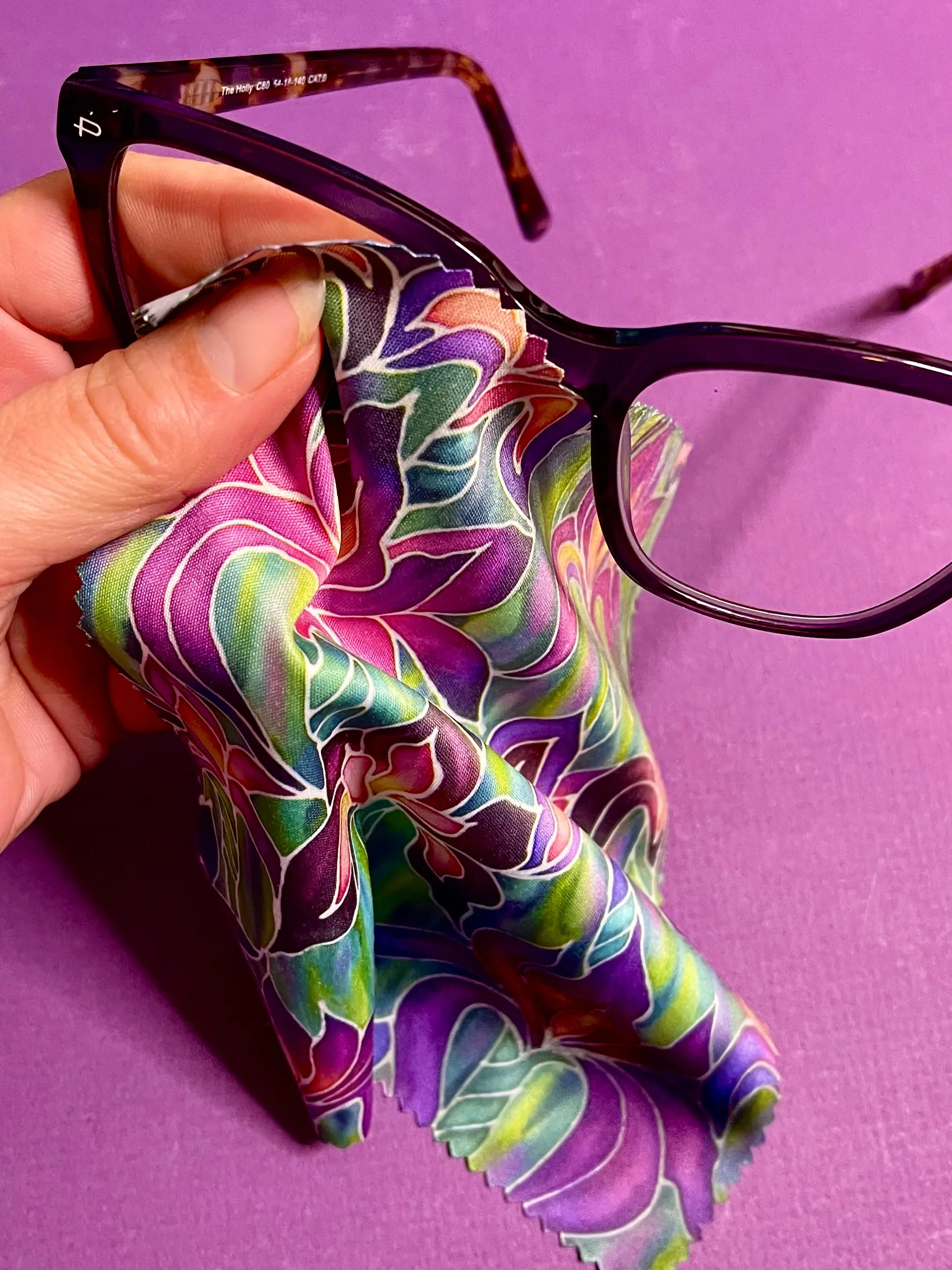 Purple Irises Glasses Cover & Cleaning Cloth - slip-on padded washable cover and microfibre cloth for glasses.