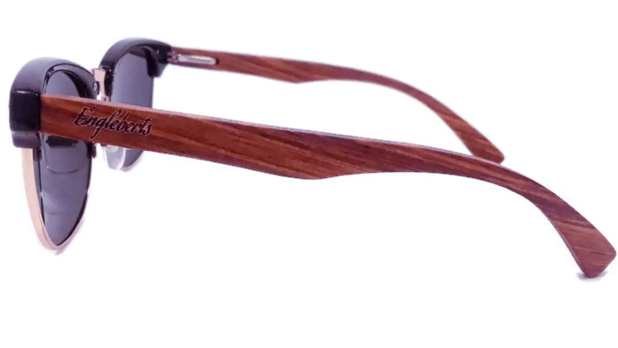 Real Walnut Wood Club Style Sunglasses With Bamboo Case, Polarized-Walnut Wood Sunglasses