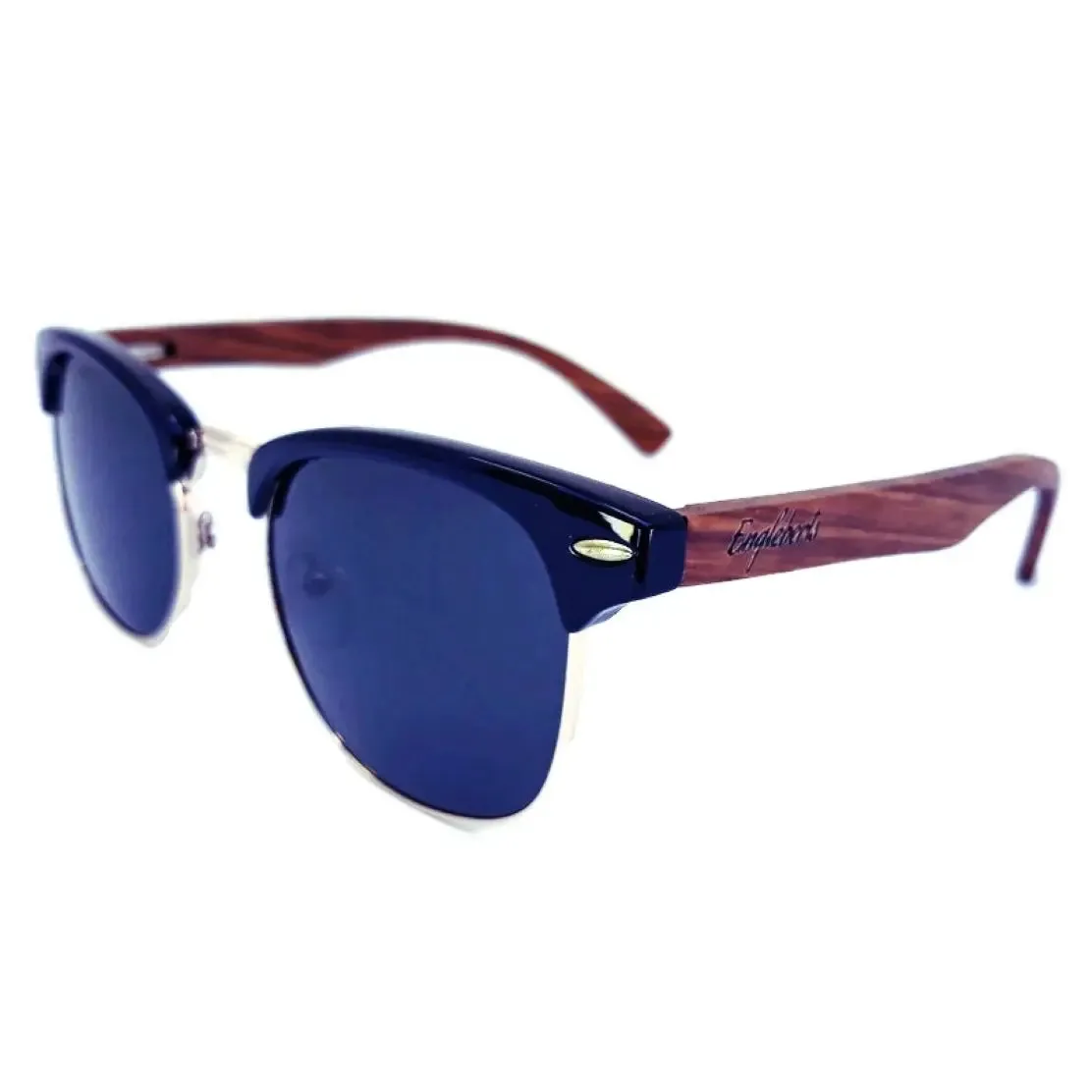 Real Walnut Wood Club Style Sunglasses With Bamboo Case, Polarized-Walnut Wood Sunglasses