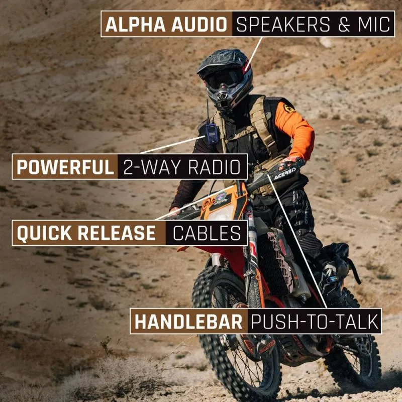 Rugged Radios Moto Max Kit With Waterproof RDH-X Digital Radio - Helmet Kit, Harness, and Handlebar Push-To-Talk