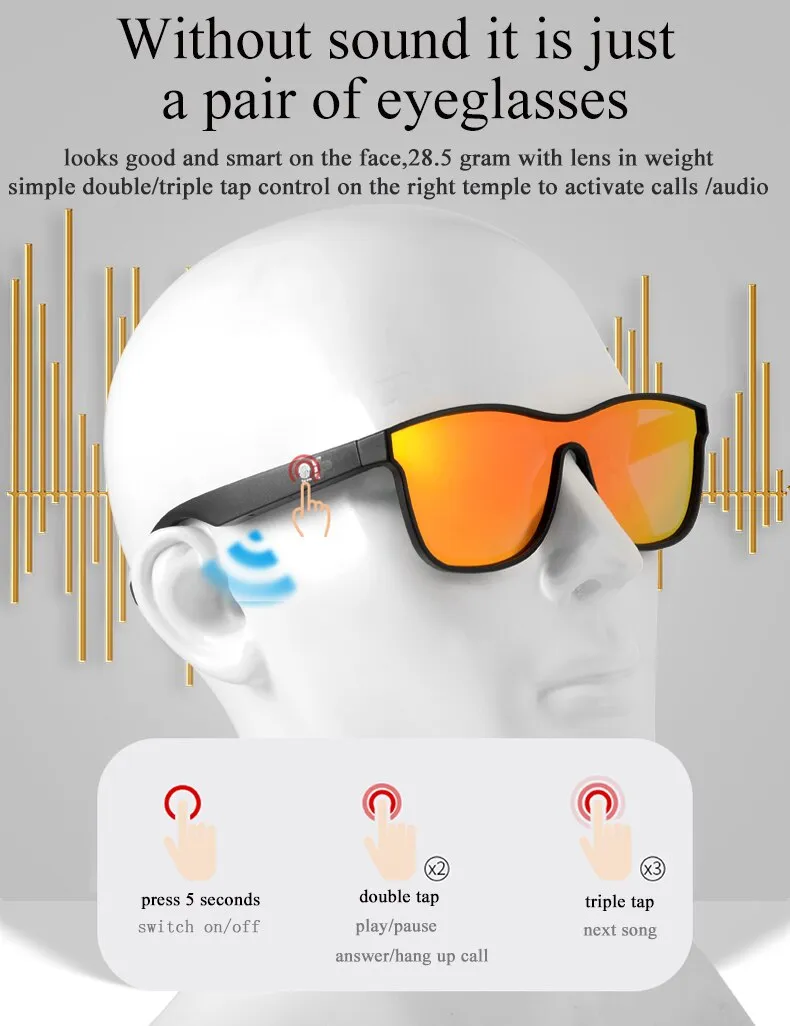 SITOPWEAR 2023 Music Headset Smart Glasses Polarized Sunglasses