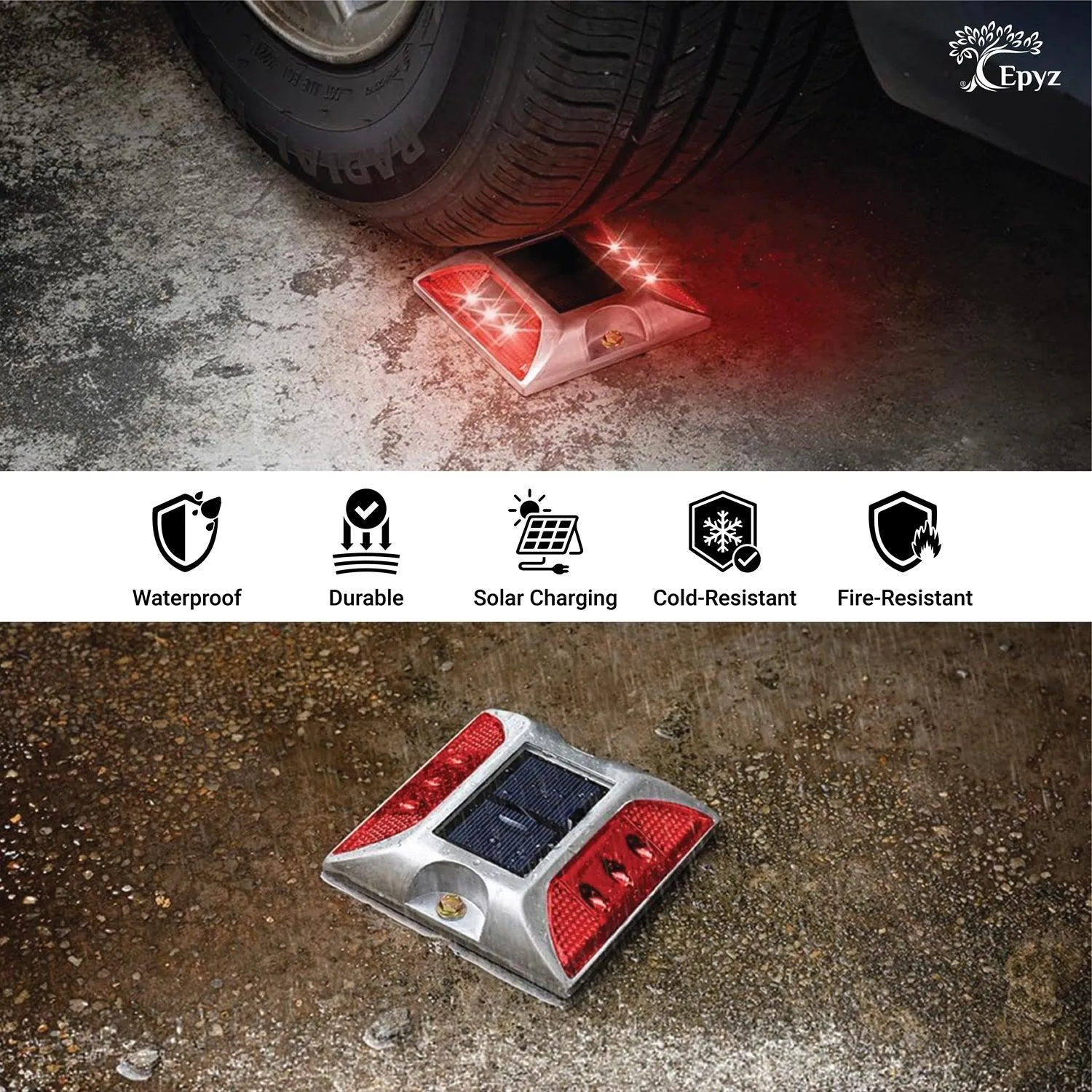 Solar Road Stud Red Light