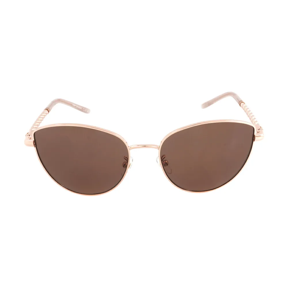 Tory Burch Cat Eye Non-Polarized Sunglasses - Rose Gold/Brown