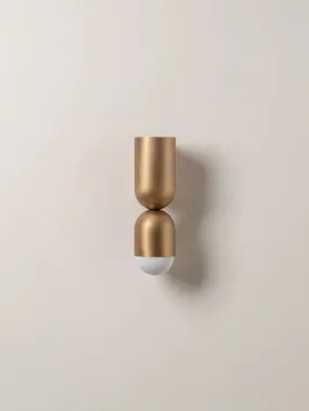 Tuba - 2 light aged brass and opal wall light