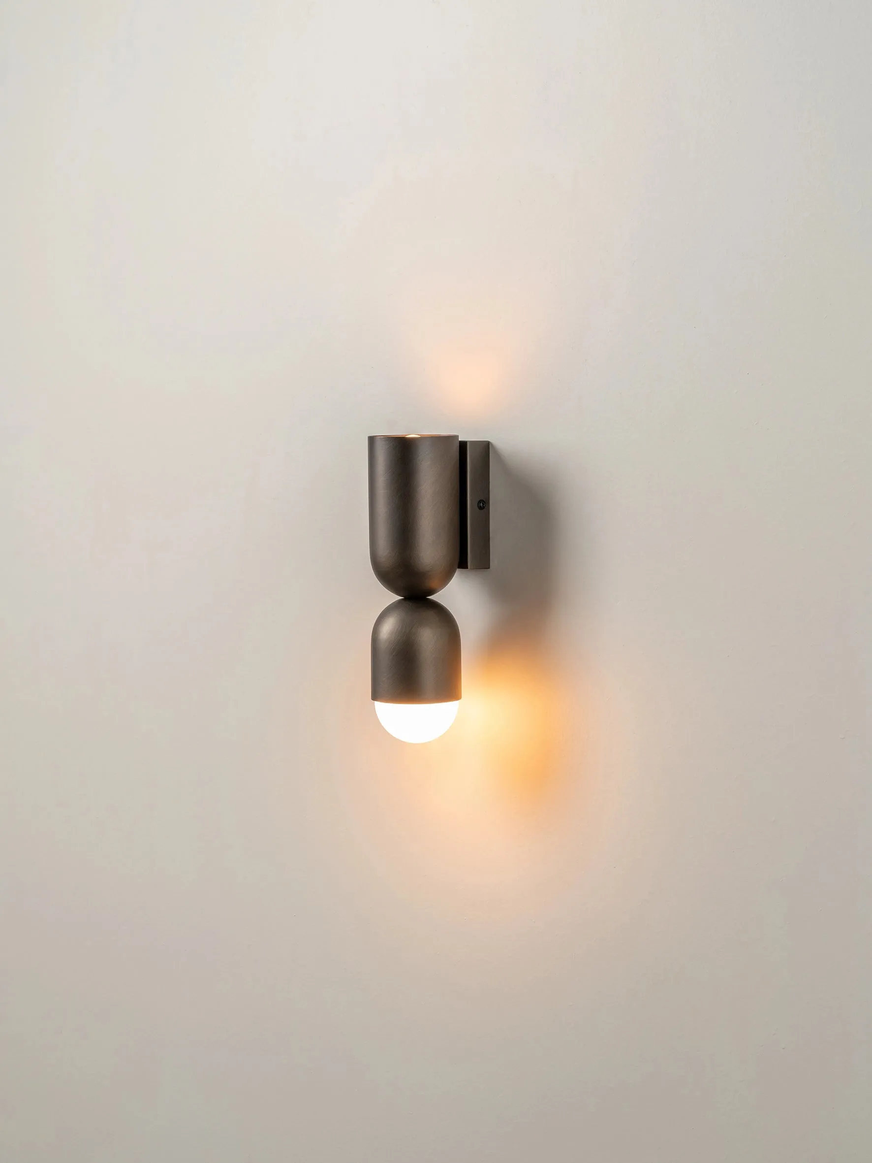 Tuba - 2 light bronze and opal wall light