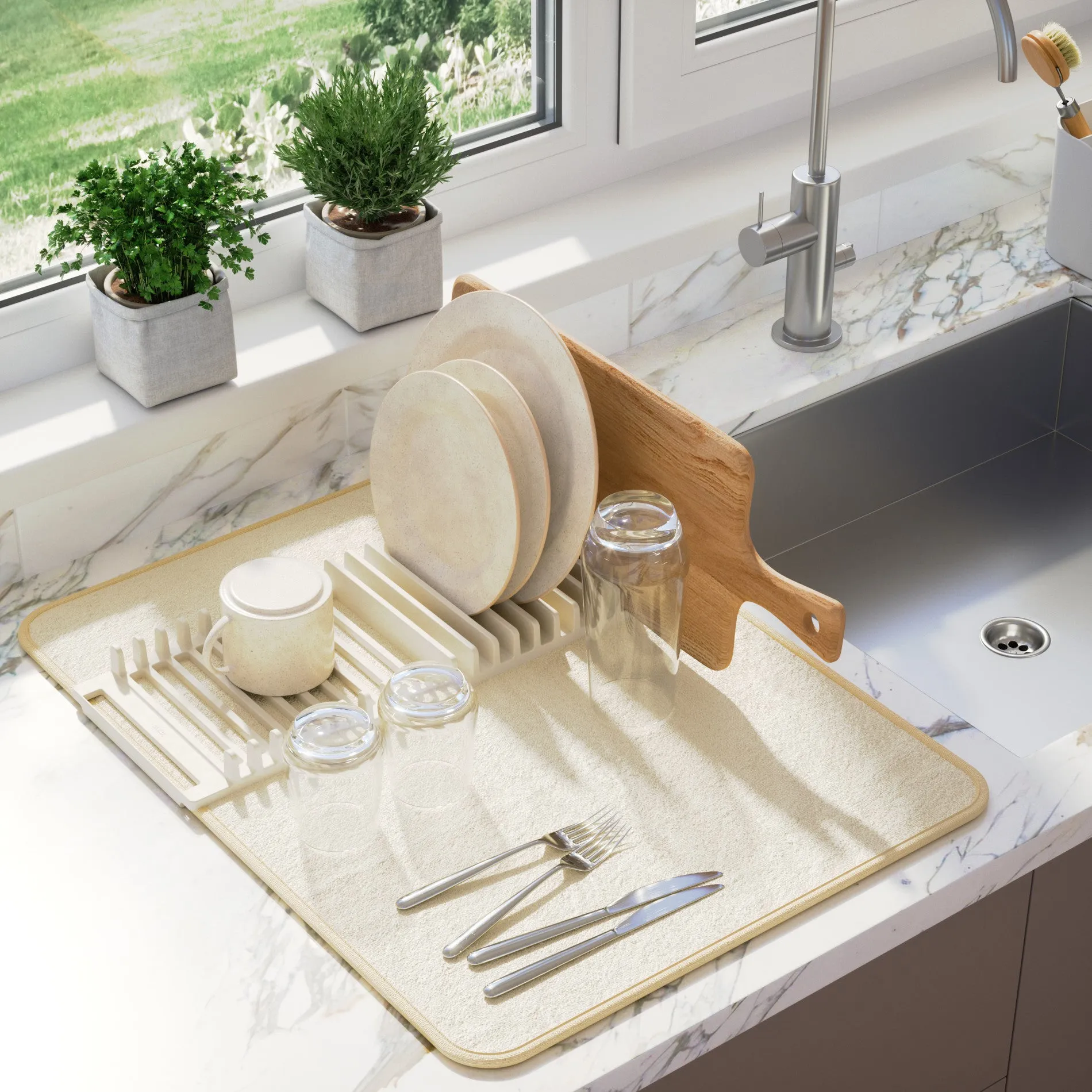 UDry Dish Drying Rack with Mat