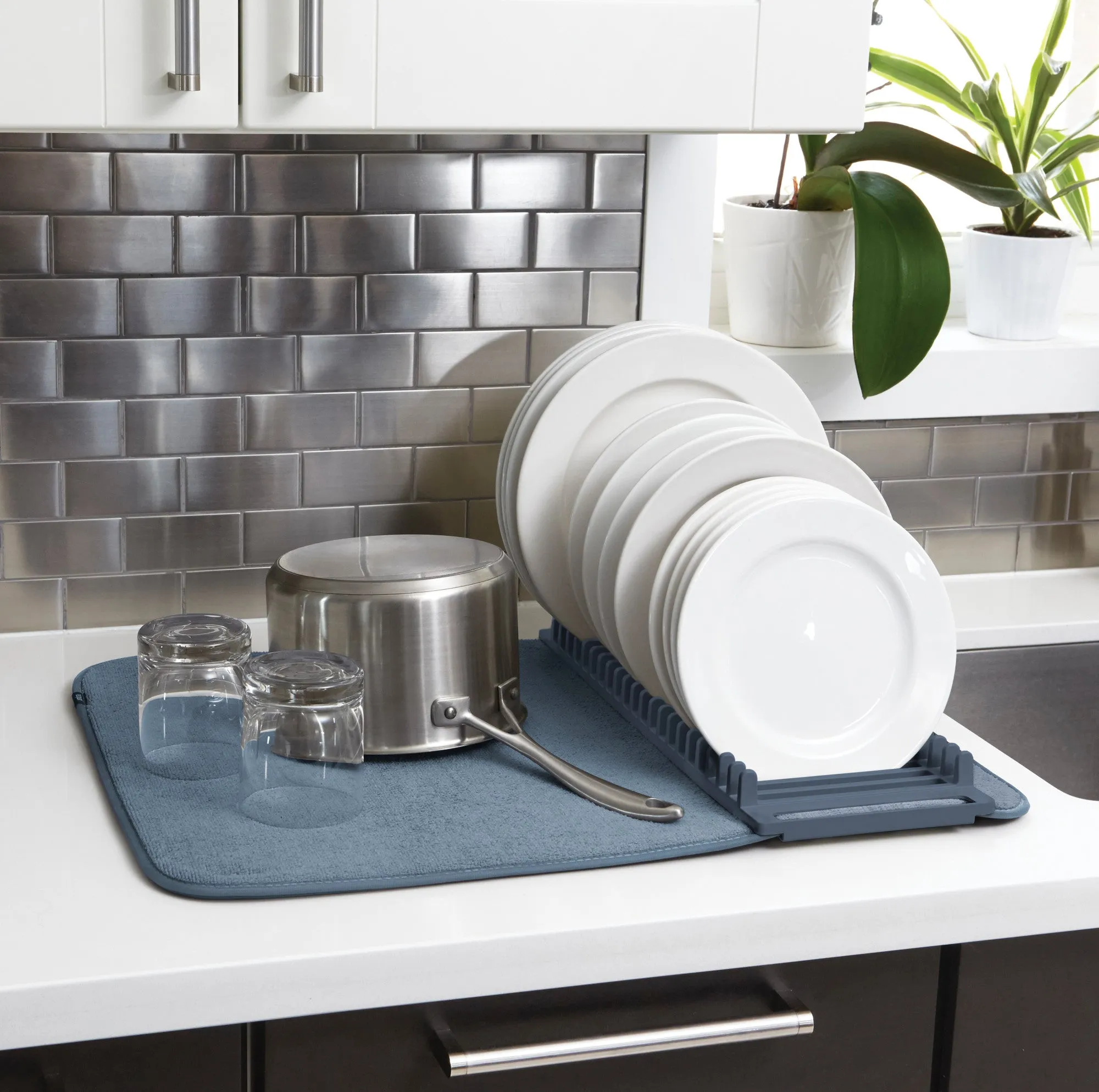 UDry Dish Drying Rack with Mat