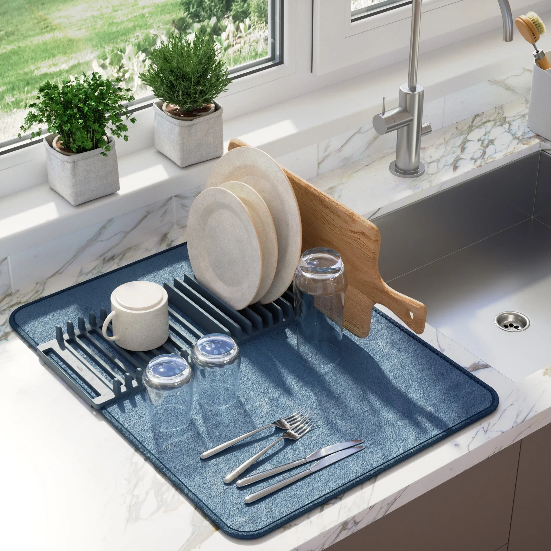 UDry Dish Drying Rack with Mat