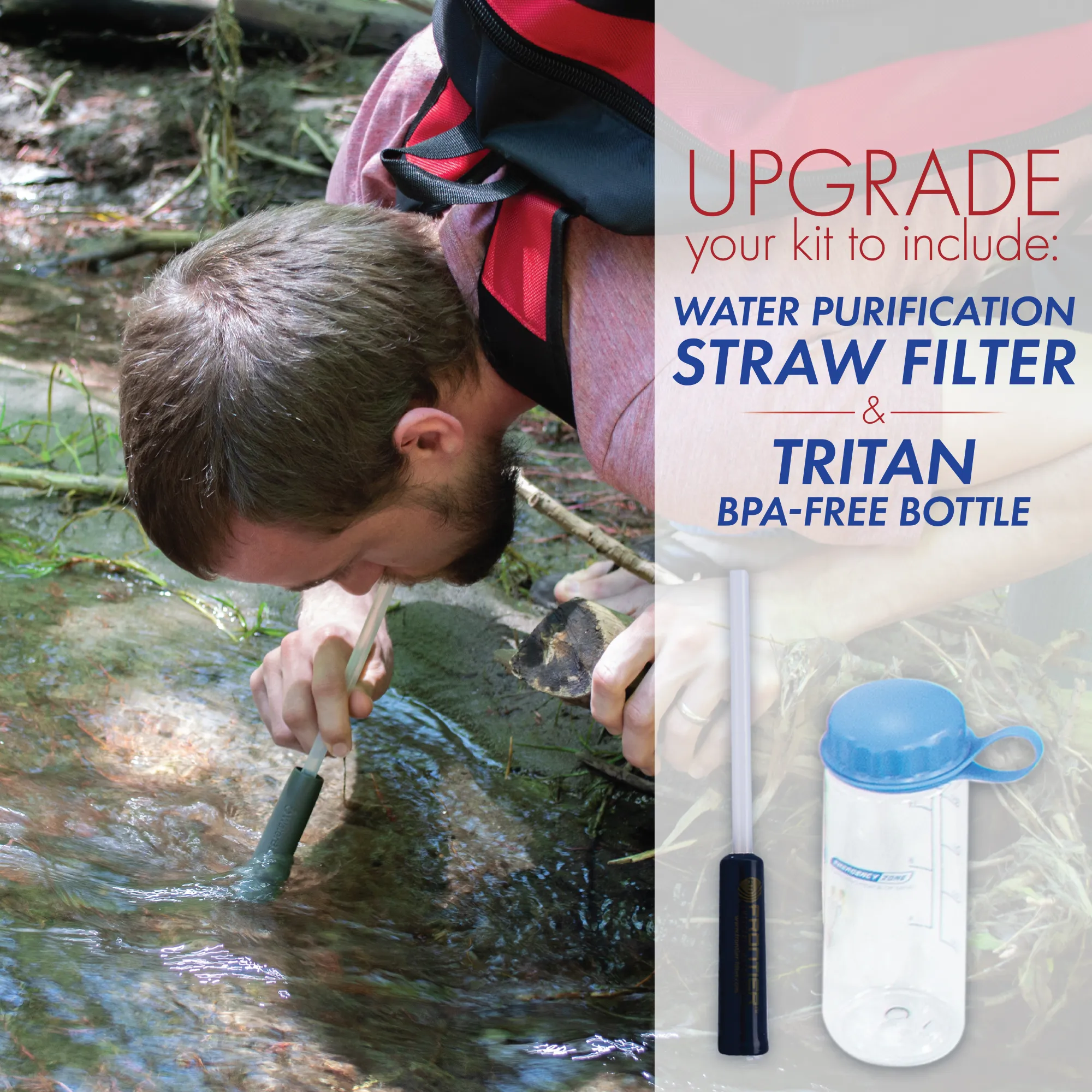 Urban Survival Bug-Out Bag with Water Purification Straw Filter - 4 Person