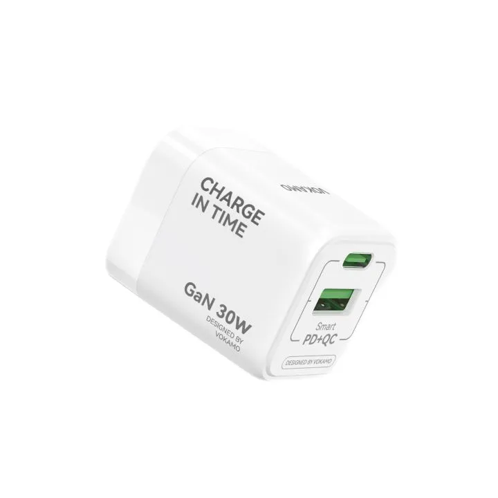 VOKAMO GaN 30W USB-C USB-A 2-Port Wall Charger USB C Fast Charger